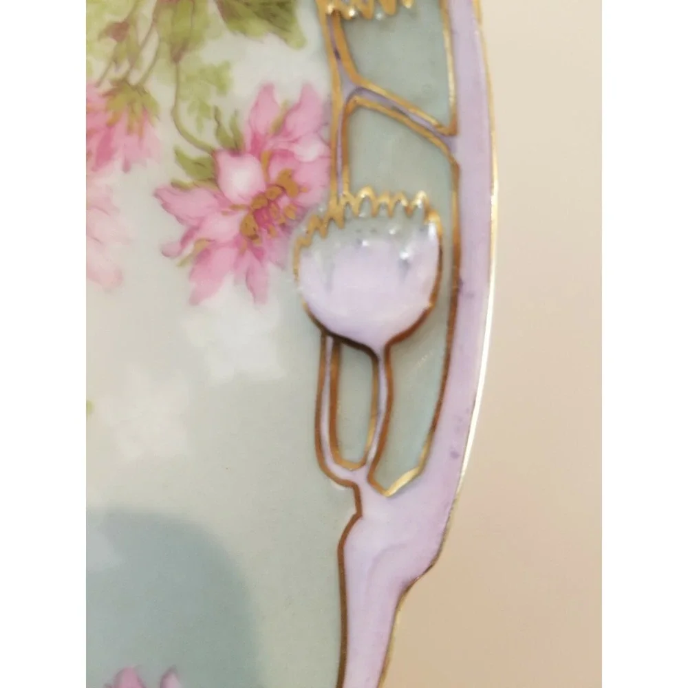 Antique BRC Bavaria Porcelainl Floral Gold Trim Plate 8.75